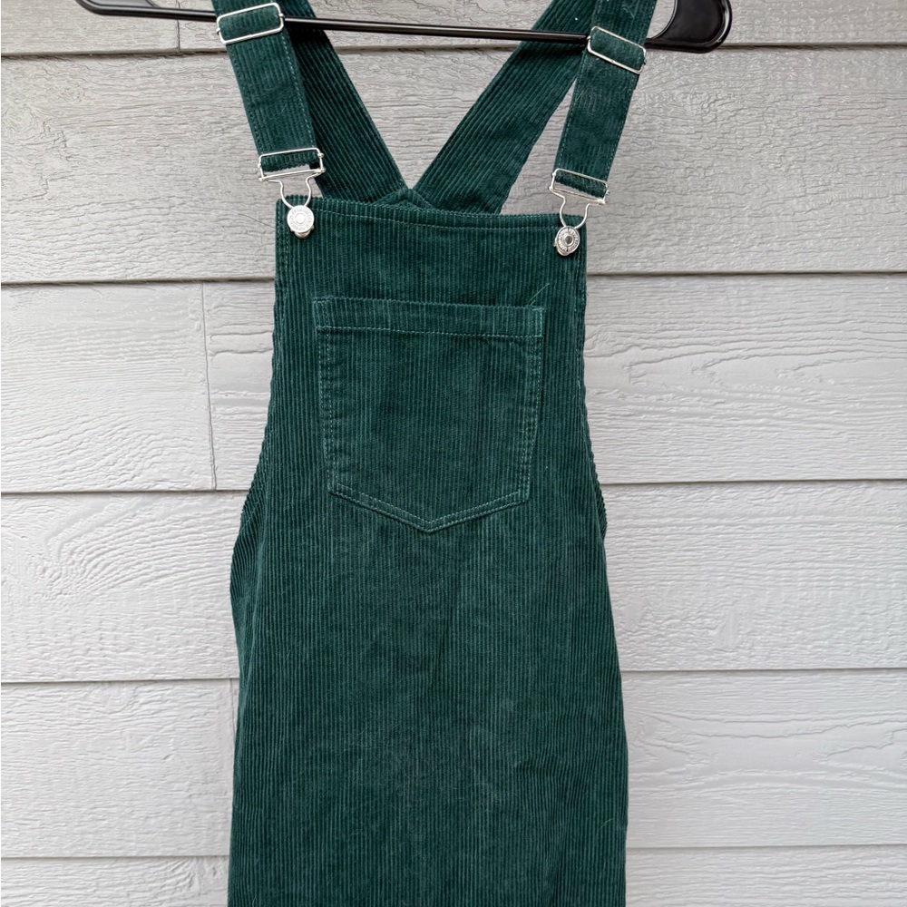Dark Green Corduroy Skirt Overalls